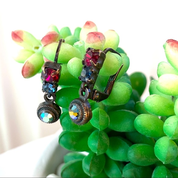 Sorrelli Red and Blue Crystal Earrings - Picture 13 of 13